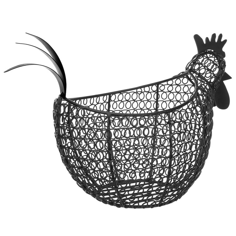 Prep & Savour Aesthetic Black Metal Wire ChickenShaped Egg Storage
